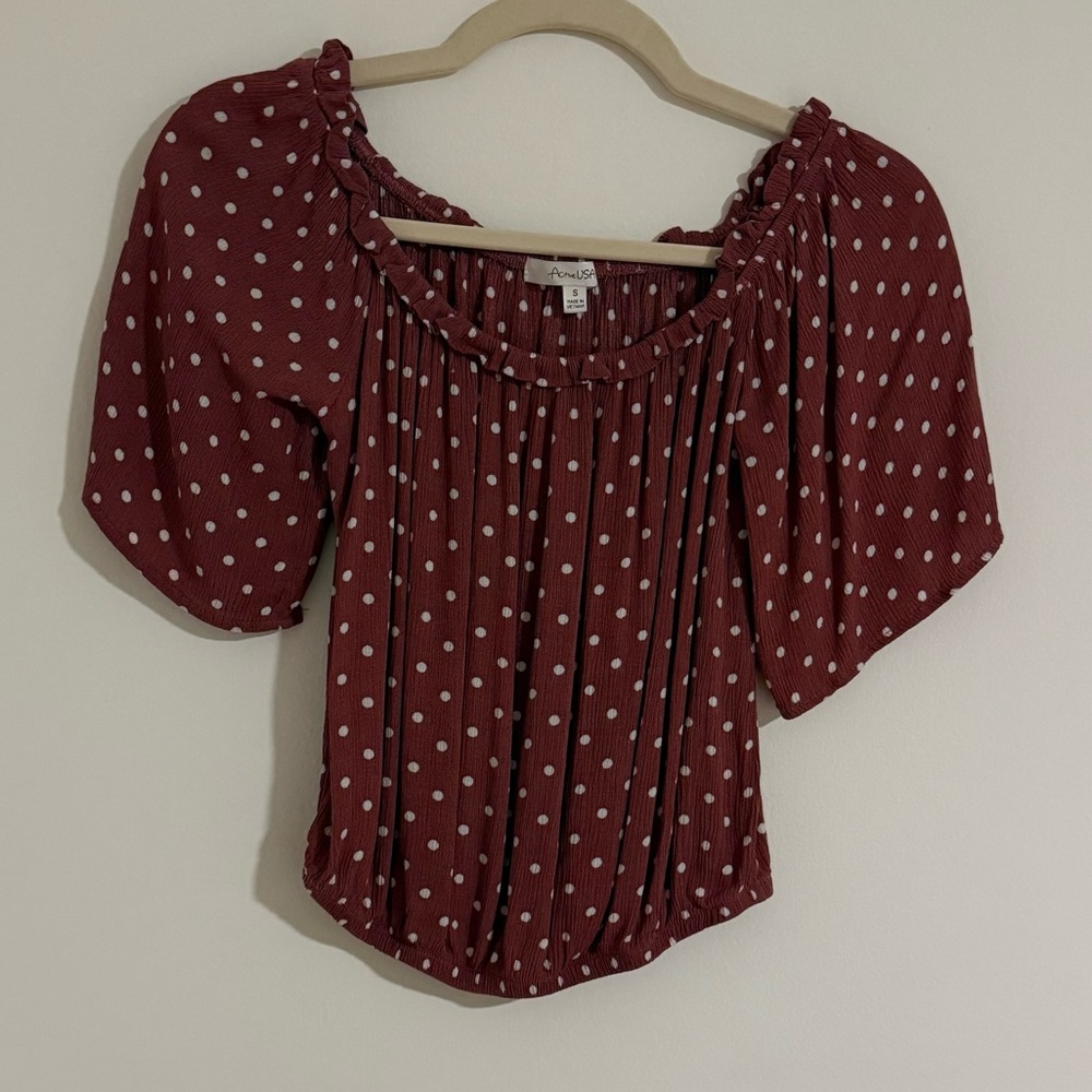 Active USA Rose Polka Dot Blouse